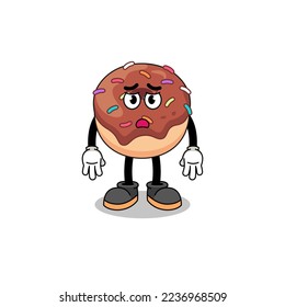 ilustración de caricatura de donuts con cara triste , diseño de personaje