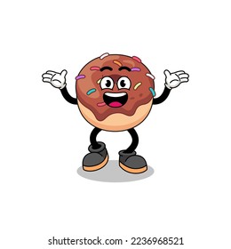 donuts cartoon searching with happy gesture , character design