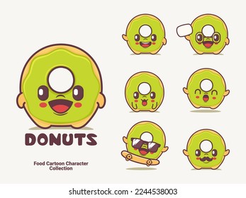donuts cartoon. vector illustration with different expressions