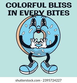 Donuts Character Design With Slogan Colorful Bliss in Every Bite