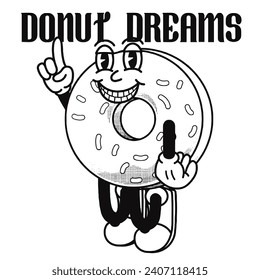 Donuts Character Design With Slogan Donuts dream