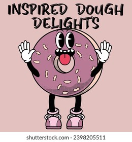 Diseño de caracteres Donuts con delicias de masa inspiradas en eslóganes