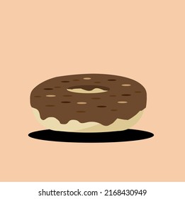 Donuts with chocolate cream topping and a sprinkling of meses. Vector Food
