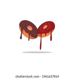 Donuts coated with icing, thin line icon sprinkles. Dessert, bagels,. Cakes, yummy, donuts, bubble vector elements for infographics, web.