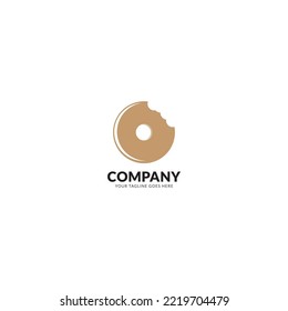 Donuts And Coffee Logo. Cafe Or Bakery Emblem. Bitten Donut With Lettering And Small Candies. Monochrome Option.