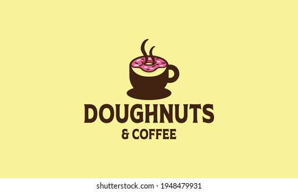 donuts and coffee logo vector icon illustration