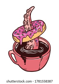 Donuts and coffee vector illustration