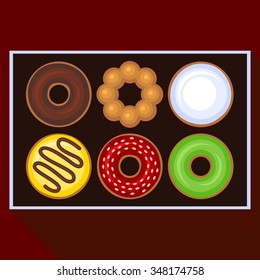 Donuts Collection Icons Set in Box. Vector