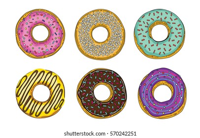 Donuts with colorful glaze