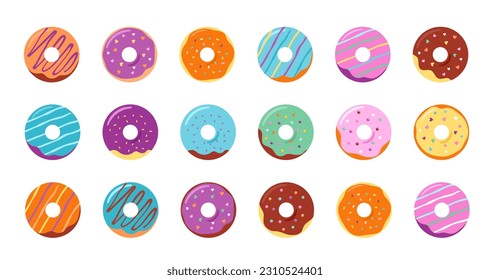 Donuts colorful pastel icons, graphic elements and illustrations collection. Vector design