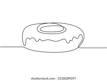 Donuts dibujo de línea continua. concepto de comida y bebida. Ilustración vectorial minimalista aislada sobre fondo blanco.