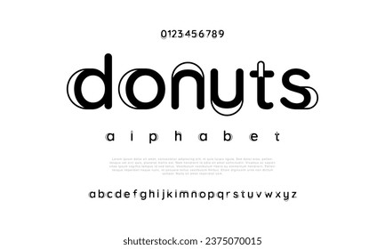 Donuts creative modern urban alphabet font. Digital abstract moslem, futuristic, fashion, sport, minimal technology typography. Simple numeric vector illustration