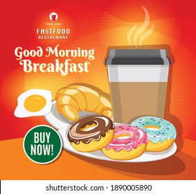 Fast Food Banner Restaurant Social Media-Post Vektorgrafik