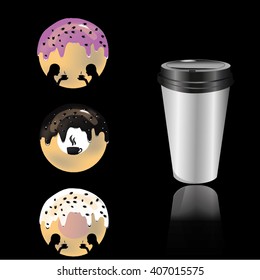 Donuts and cup of coffee vector illustration