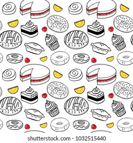 Donuts and cupcakes seamless pattern