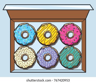 Donuts Cute Cartoon Vector Box set 1