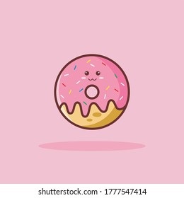 burros adorables dibujos vectores de dibujos animados ilustración, donuts kawaii, perfectos para pegatinas, tarjetas, etc