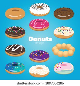 Donuts. Cute donuts design. Delicious donuts.