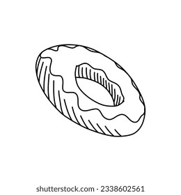 Donuts Delicious Food Dessert  Handdrawn Line Art Vector