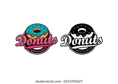 Plantilla de diseño de logotipo delicioso de donuts