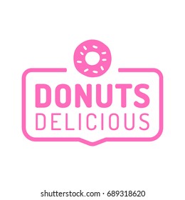 Donuts delicious. Vector icon, logo, badge, mark illustration on white background. Business concept for cafe and restaurant.