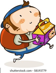 Entrega de donuts con prisa. Ilustración vectorial en color muy atractivo y vibrante