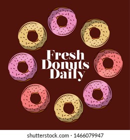 Donuts design, Bakery food shop traditional quality style and breakfast theme Vector illustration