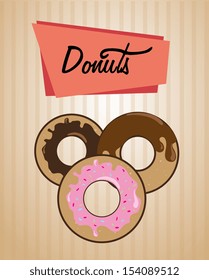 donuts design over lineal background vector illustration 