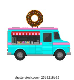 Donuts Dessert Truck Color Illustration Vector Icon