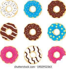 Donuts with different fondant and different sprinkles