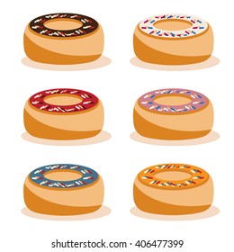 donuts with different tastes vector design set