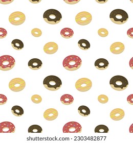 donuts with different toppings .vector food illustration