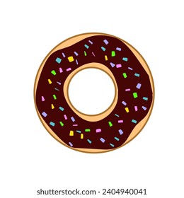 donuts. Donut collection. Sweet sugar icing donuts. break time with top view of white chocolate, strawberry and chocolate donuts. 