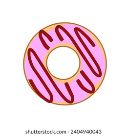 donuts. Donut collection. Sweet sugar icing donuts. break time with top view of white chocolate, strawberry and chocolate donuts. 