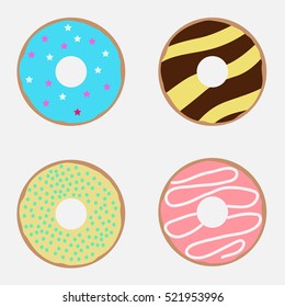 Donuts, donut icon. Flat design, vector.