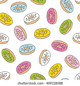 donuts doodle seamless pattern