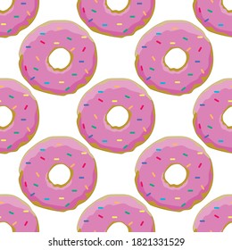Donuts drawing on white background, seamless pattern