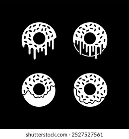 Emblema de donuts Vector dibujado a mano icono de logotipo en blanco y negro