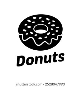 Donuts emblem vector hand draw black and white logo icon