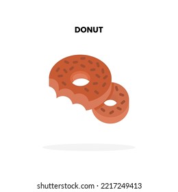 Donuts flat icon, with cracked bite eat Vector Illustration for Graphic Design Element. Isolated on white background