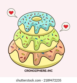 Donuts flat illustration simple design cartoon  
