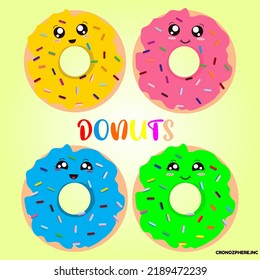 Donuts flat illustration simple design cartoon  