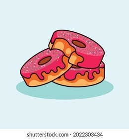 Donuts Food Illustration Modern Style With Box