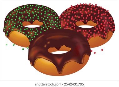 Donuts con cobertura de chocolate dulce