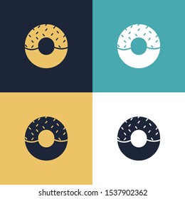 Donuts Four Color Minimalist Icon Logo Set in Elegant Color