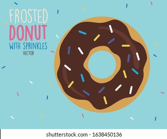 Donuts - Frosted and Glazed with Sprinkles - Flat, Fun Vector Illustration Isolated - Single Donuts, Bakers Dozen Donuts, Assortment, Variety Doughnuts