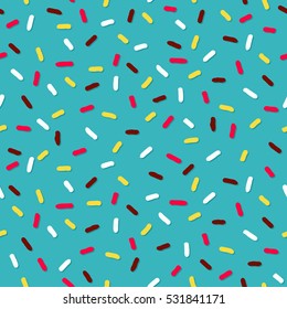  Donut's glaze seamless pattern,  blue mint background,  texture. Template for design. Vector illustration.