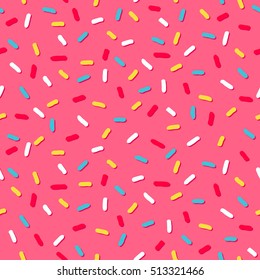  Donut's glaze seamless pattern, pink background,  texture. Template for design. Vector illustration