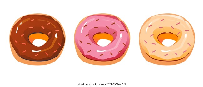 Donuts in Glassensatz einzeln auf weißem Hintergrund.