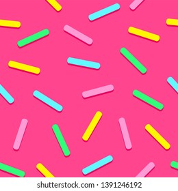 Donut's glaze, sprinkles seamless pattern. Vector illustration.